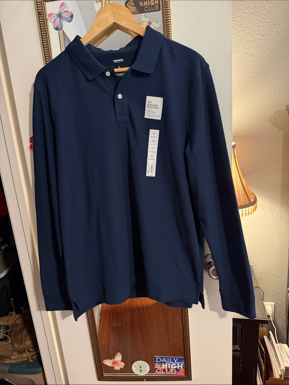 Sonoma Long-Sleeve Polo Shirt in Navy